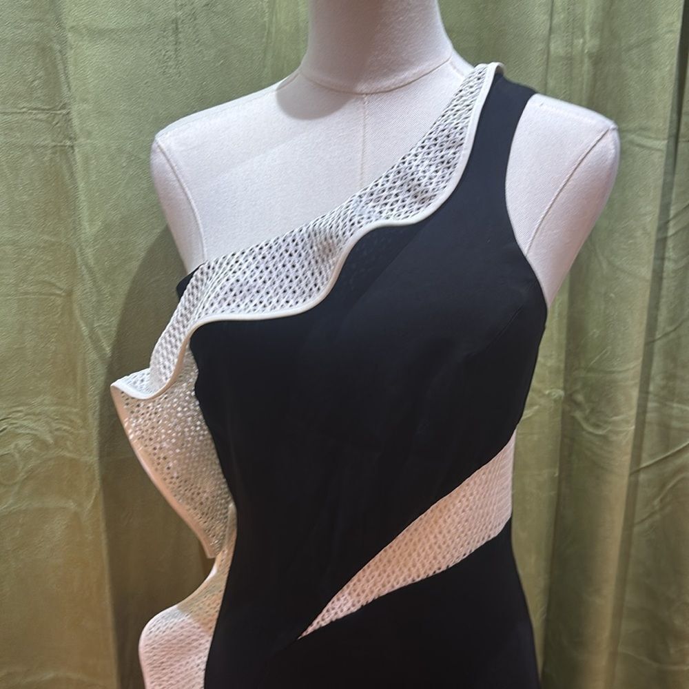 Jonathan Simkhai Black and White ruffle side slit jumpsuit, US4 - Picture 5 of 9